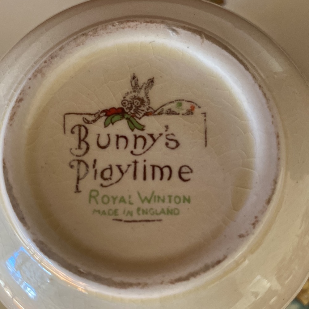Rare VTG Royal Winton Bunny’s Playtime English China Cup/Plate Made in England - Picture 5 of 16